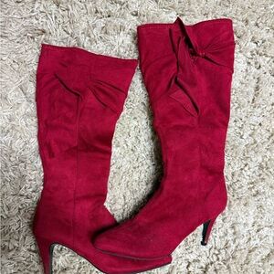 Elegant Red Knee-High Women's Boots